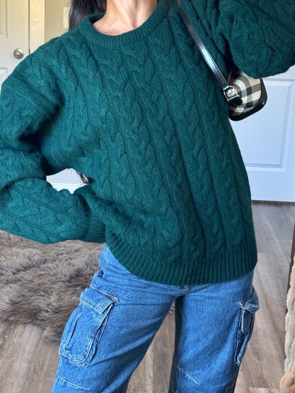 Vintage 90s Eddie Bauer Green Shetland Wool Cable Knit Fisherman Sweater Mens XL